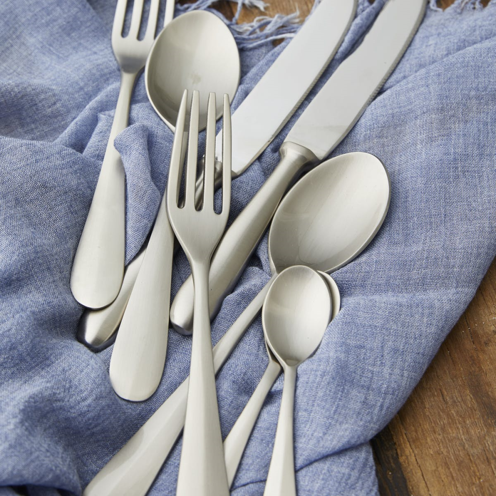 Modern Rustic Smooth Cutlery Place Setting, Silver