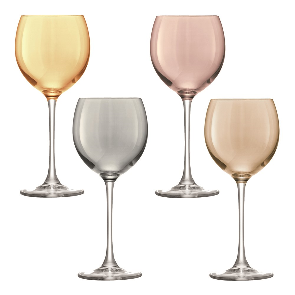 LSA Polka Wine Glass, Set of 4, Metallic Assorted