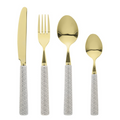 Cécile 4 Piece Cutlery Set, Gold & Grey