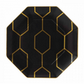 Gio Gold Octagonal Side Plate 23cm, Charcoal/Gold