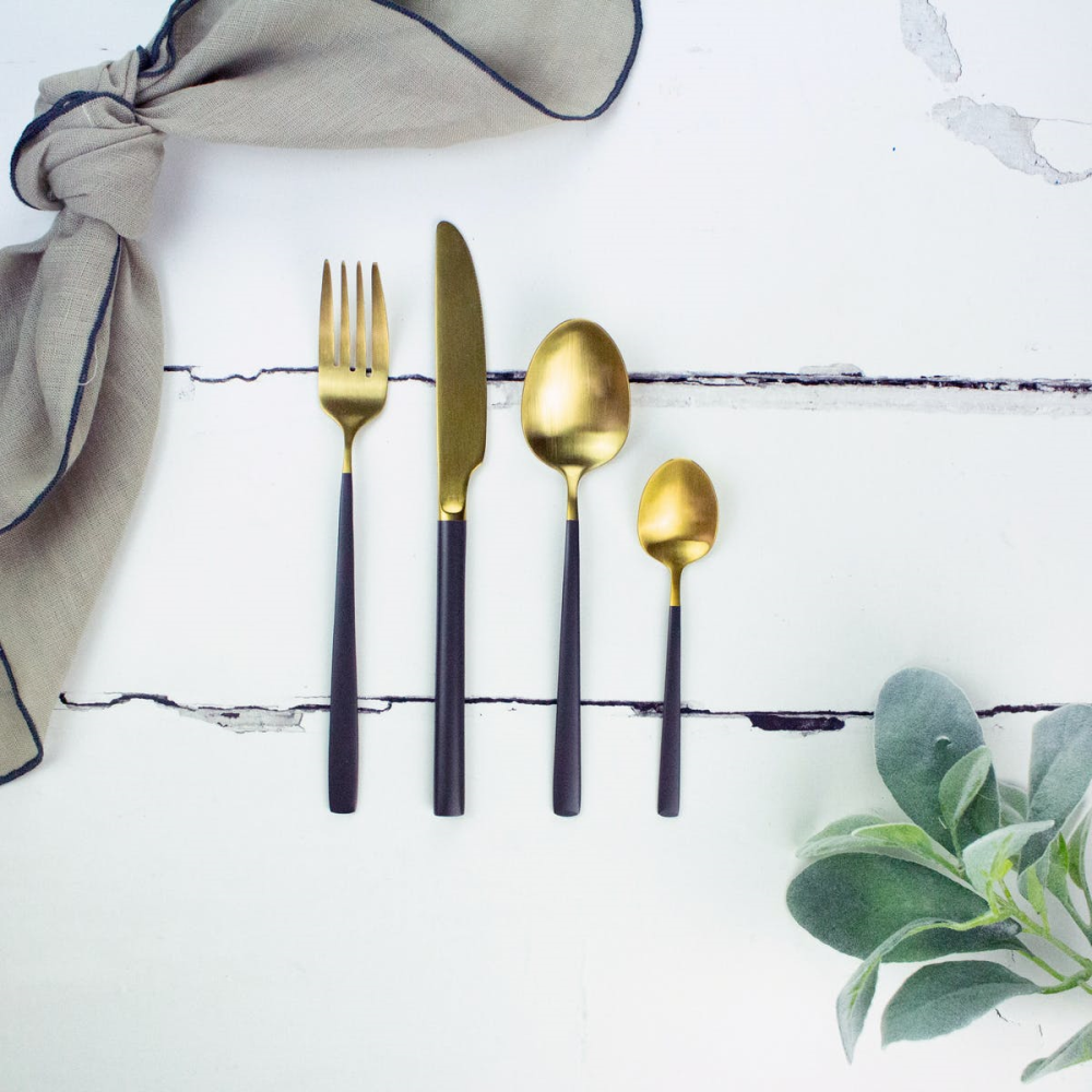 Dipped Grey and Gold Cutlery Set, 4 Pieces
