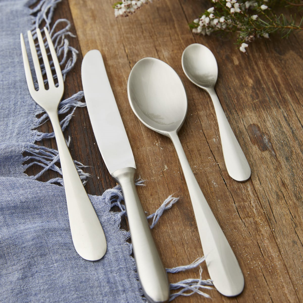Modern Rustic Smooth Cutlery Place Setting, Silver