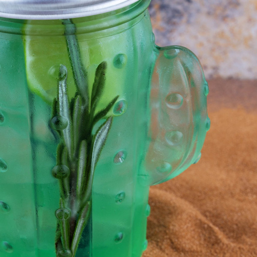 BarConic® Cactus Mason Jar Glass - W/ Lid