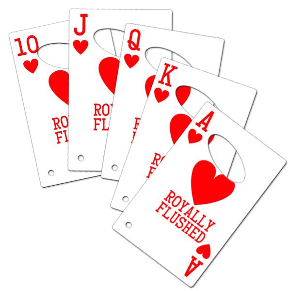 Credit Card Bottle Openers - Hearts Royally Flushed
