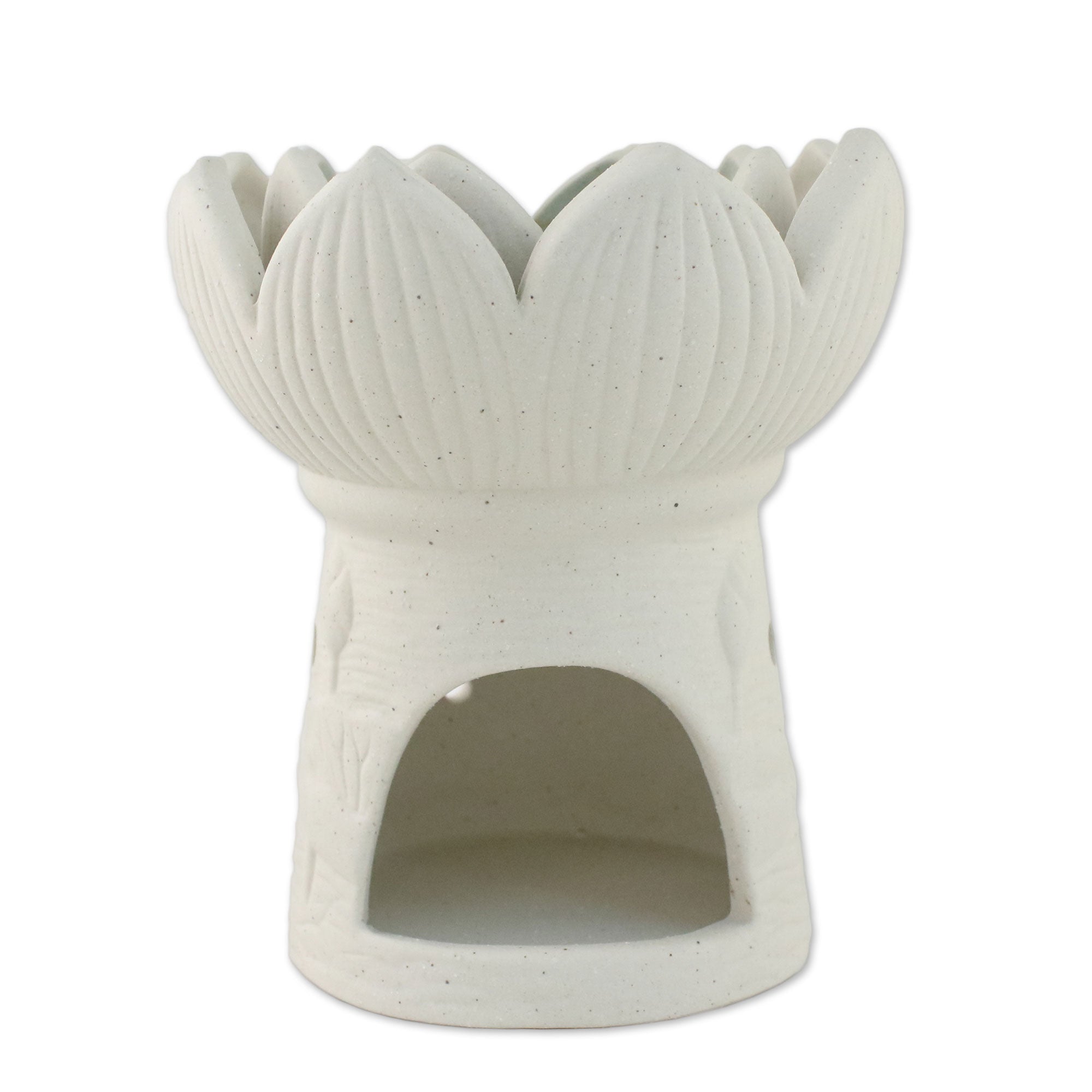 Ceramic Natural White Lotus Flower Oil Warmer - Fragrant Lotus in White