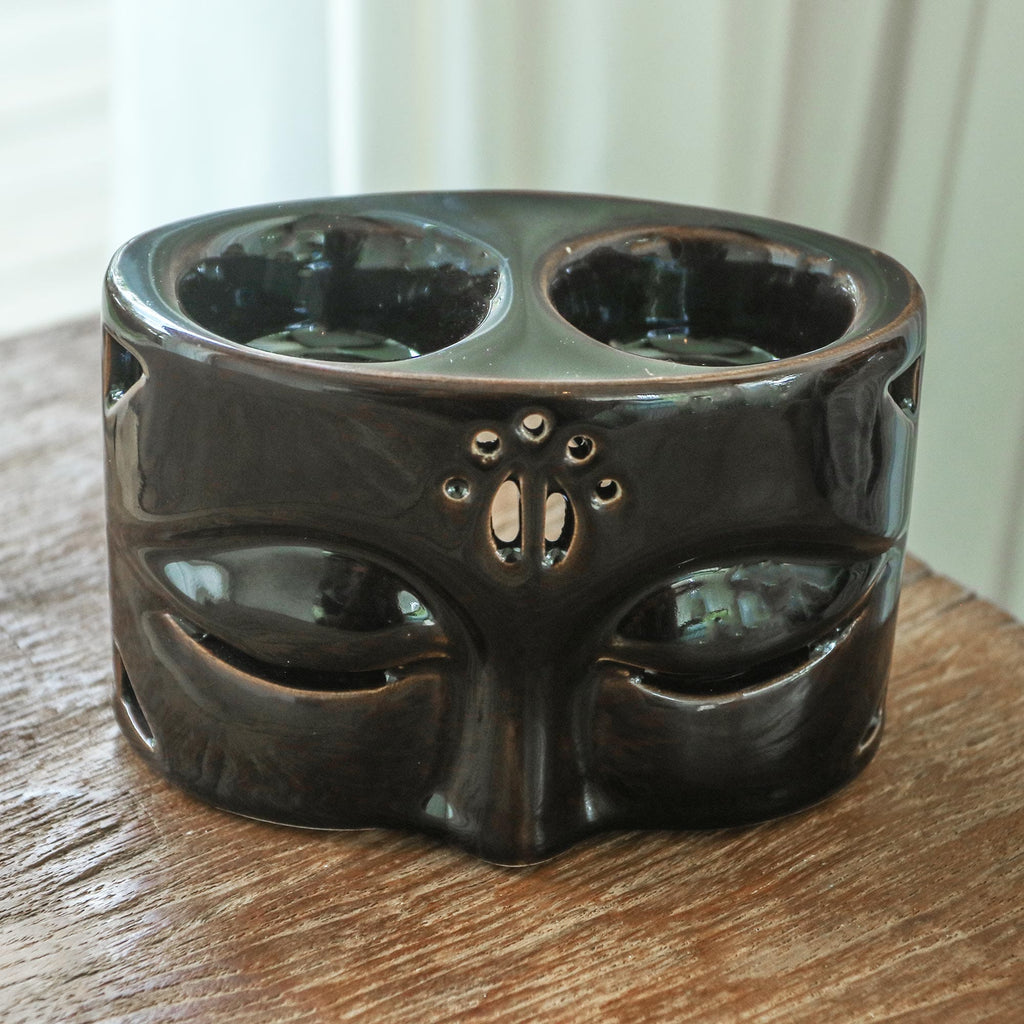 Buddha's Gaze Brown Ceramic Oil Warmer - Buddha's Gaze