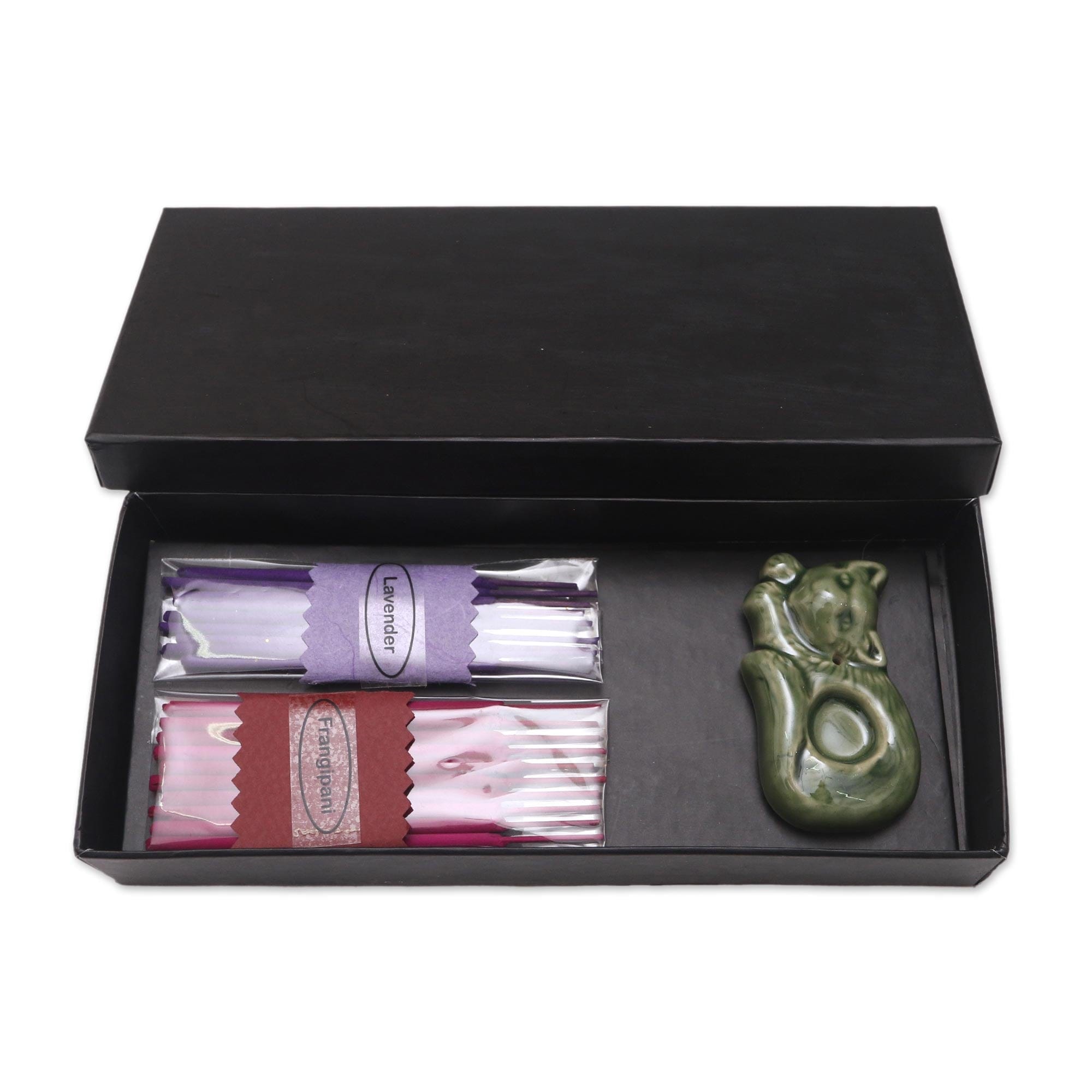 Aromatherapy Set with Ceramic Cat Incense Holder - Relaxed Cat