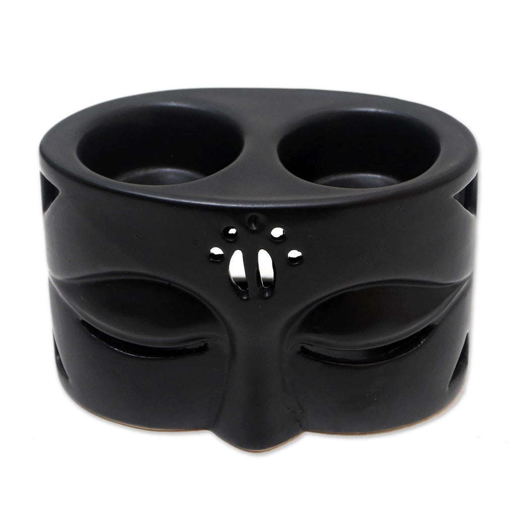 Black Ceramic Buddha-Themed Oil Warmer - Warming Buddha in Black