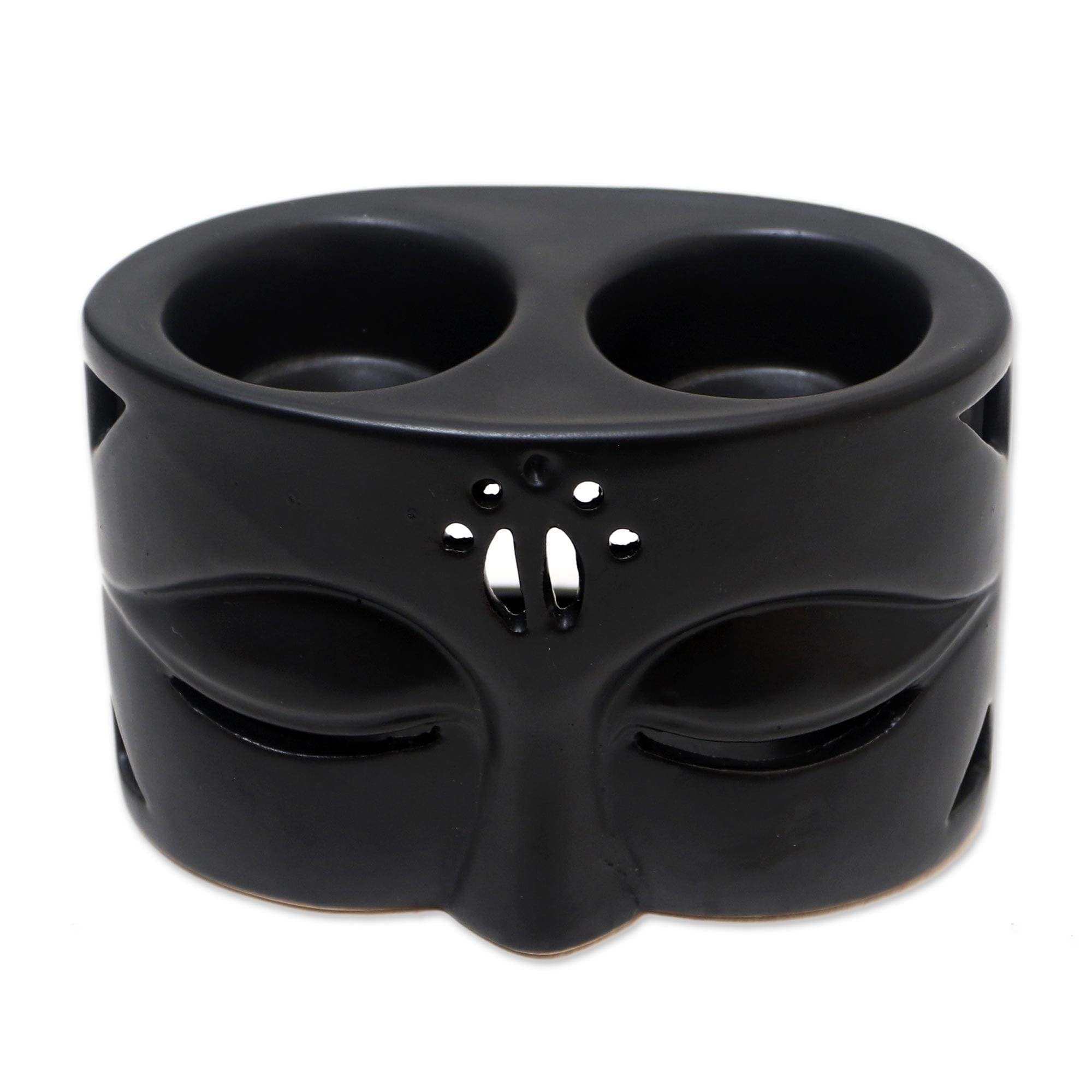 Black Ceramic Buddha-Themed Oil Warmer - Warming Buddha in Black