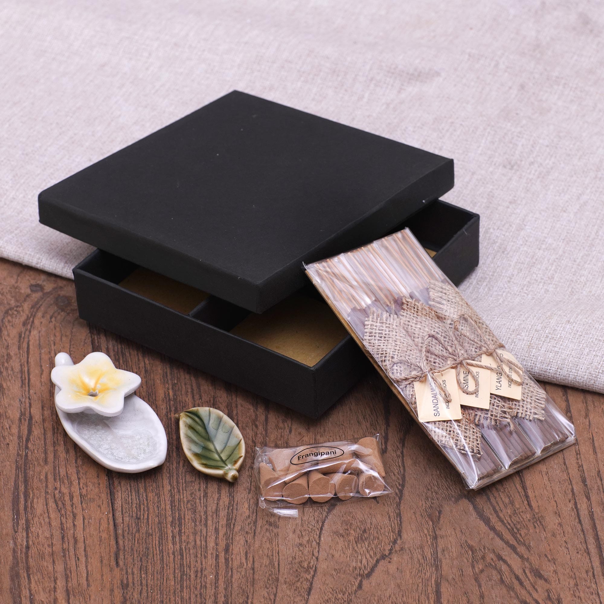 Floral-Themed Ceramic Incense Set - Balinese Aroma