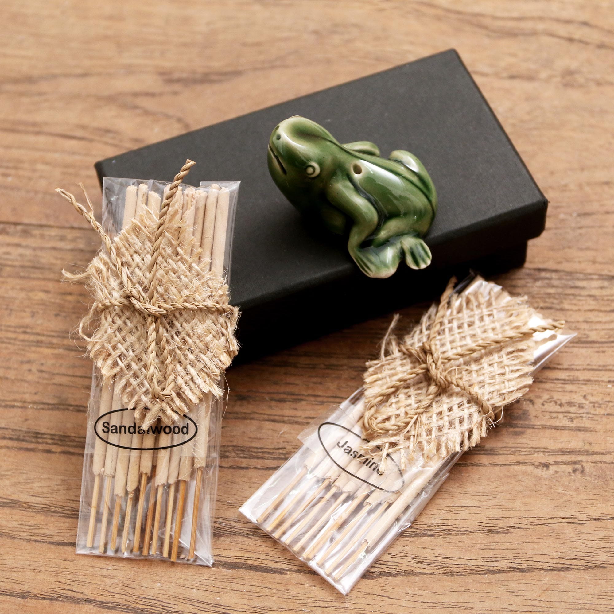 Ceramic Incense Set with Frog Motif - Balinese Frog