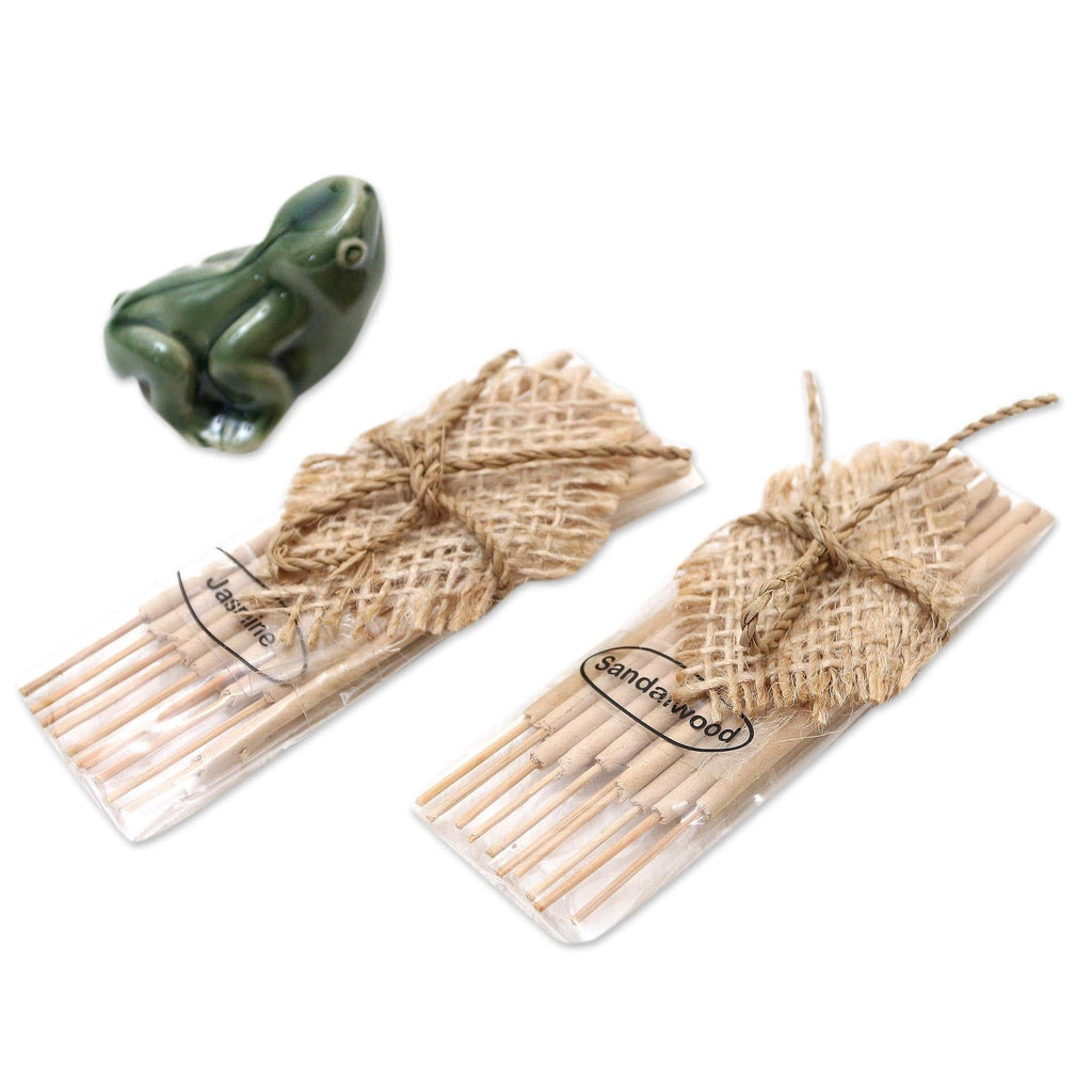 Ceramic Incense Set with Frog Motif - Balinese Frog