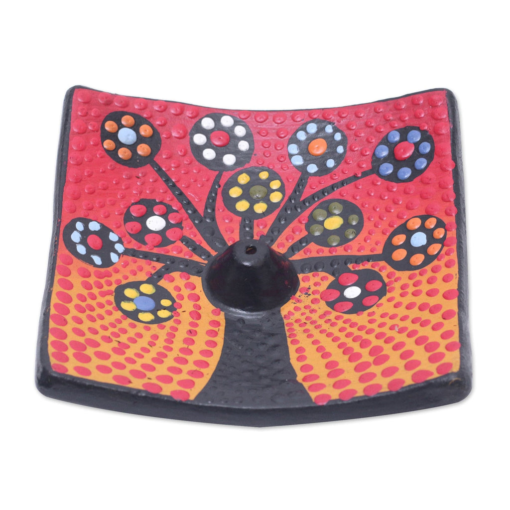Ceramic Incense Holder Hand-painted in Indonesia - Vibrant Sapling