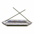 Handcrafted Geometric Wood Incense Holder in Cool Hues - Palace Scents