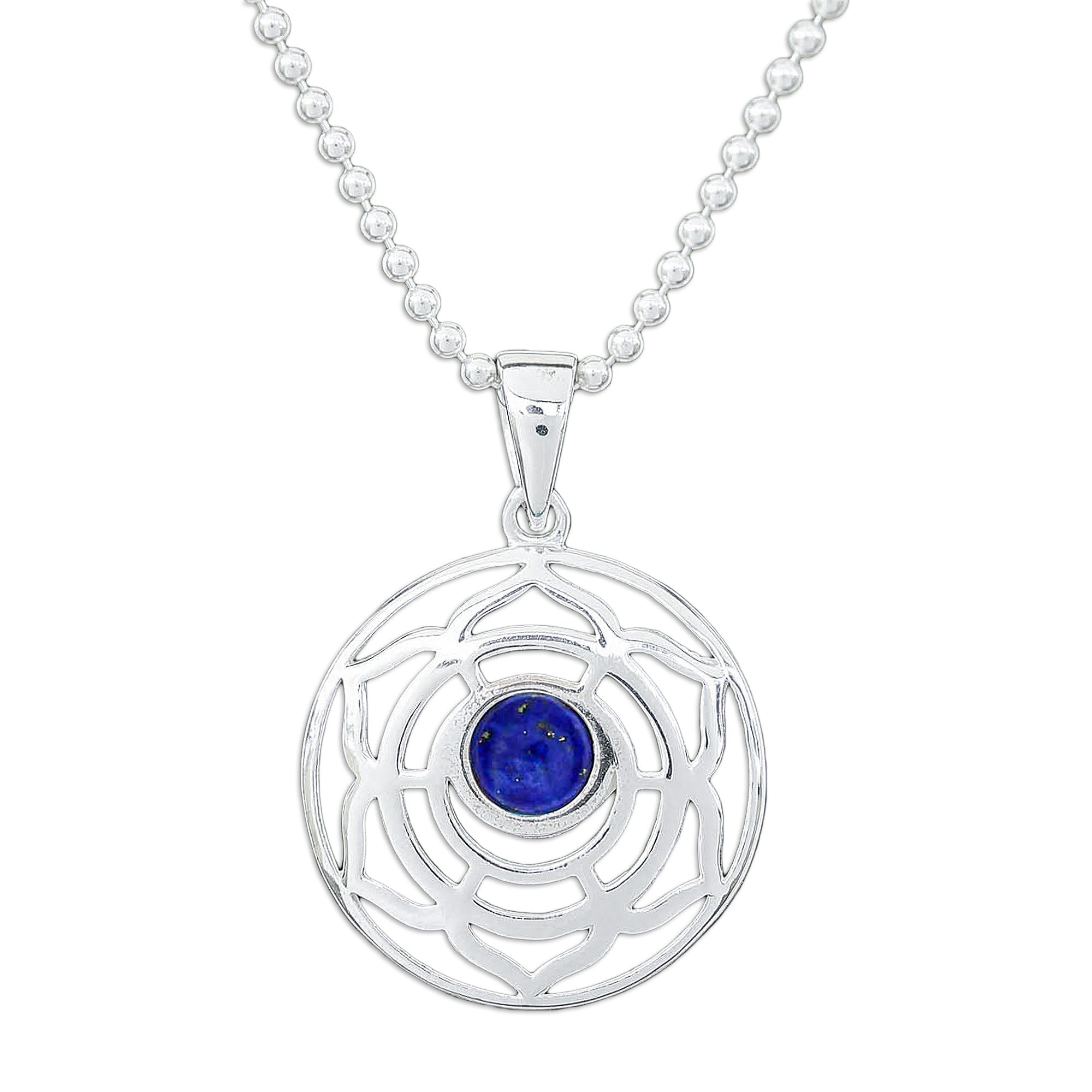 Rose-Themed Lapis Lazuli Pendant Necklace from Thailand - Regal Rose