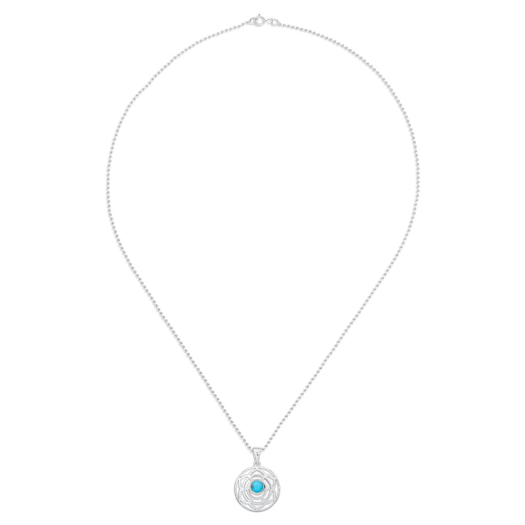 Rose-Themed Recon Turquoise Pendant Necklace from Thailand - Peaceful Rose
