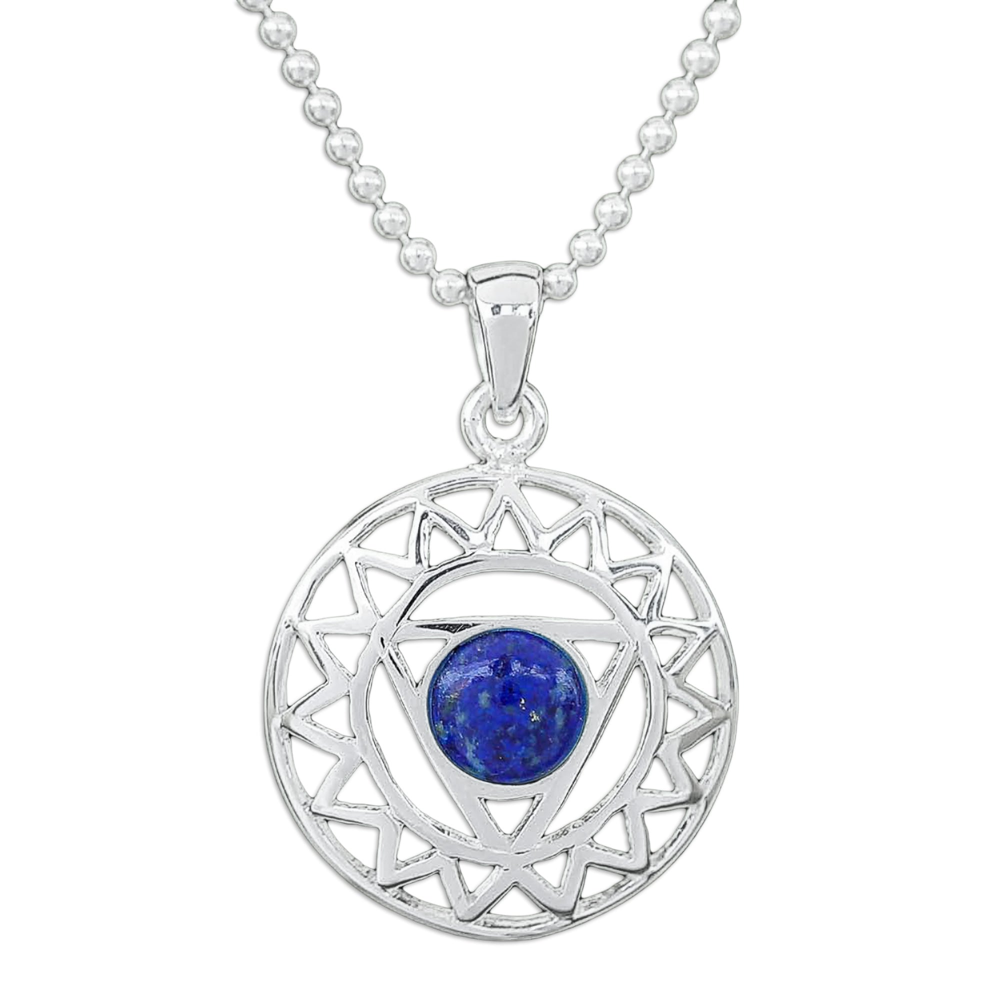 Star and Geometric-Themed Lapis Lazuli Pendant Necklace - Triangle of Intellect