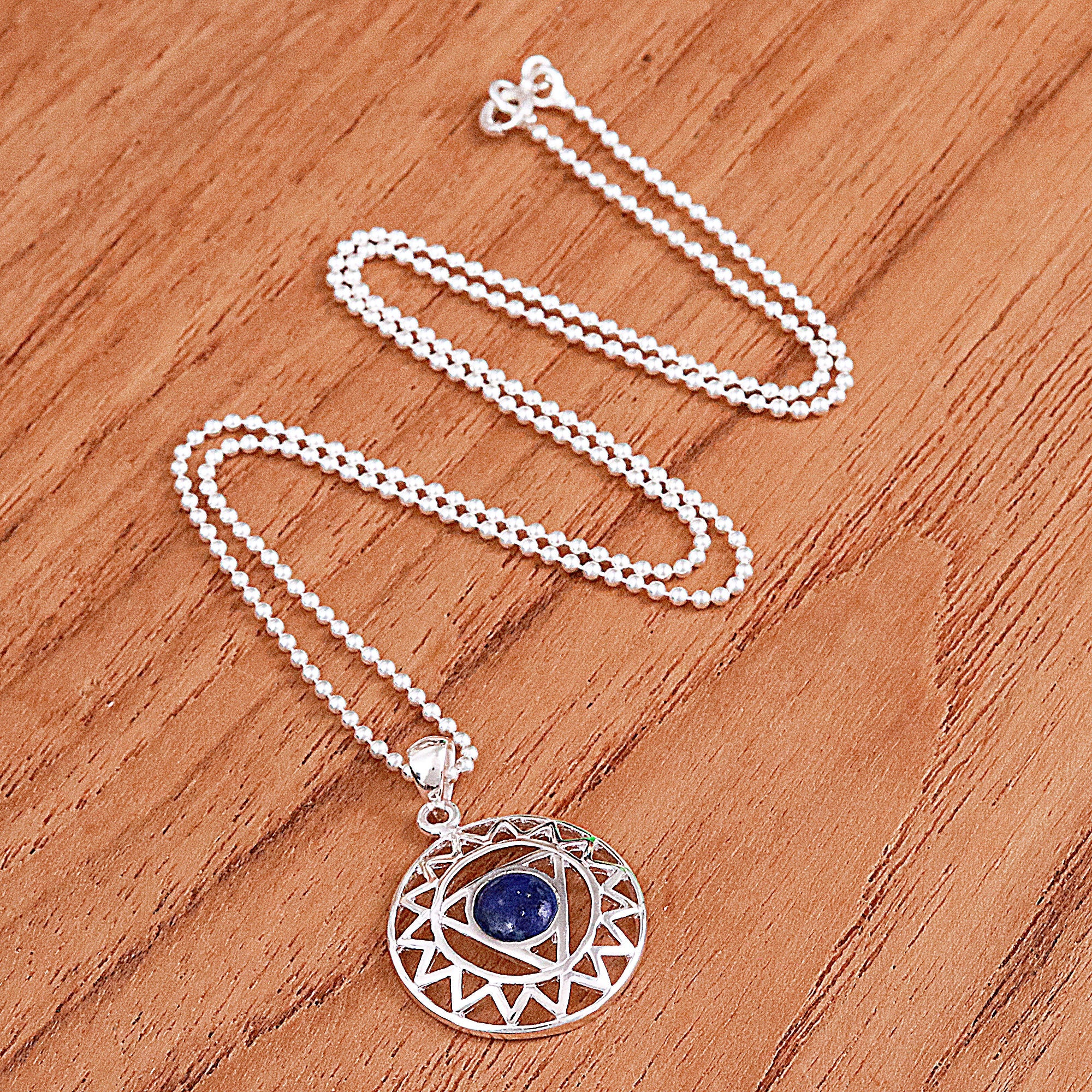 Star and Geometric-Themed Lapis Lazuli Pendant Necklace - Triangle of Intellect