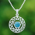 Star and Geometric-Themed Recon Turquoise Pendant Necklace - Triangle of Peace