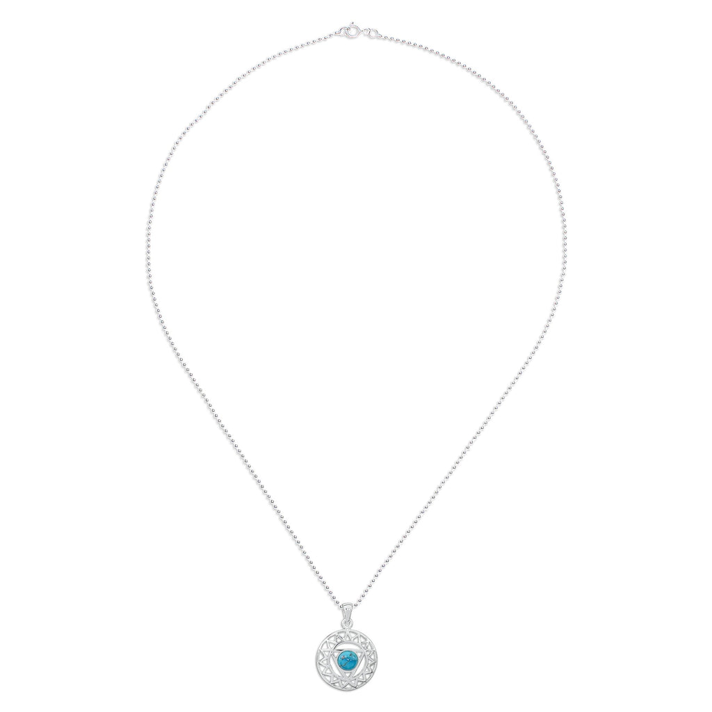 Star and Geometric-Themed Recon Turquoise Pendant Necklace - Triangle of Peace