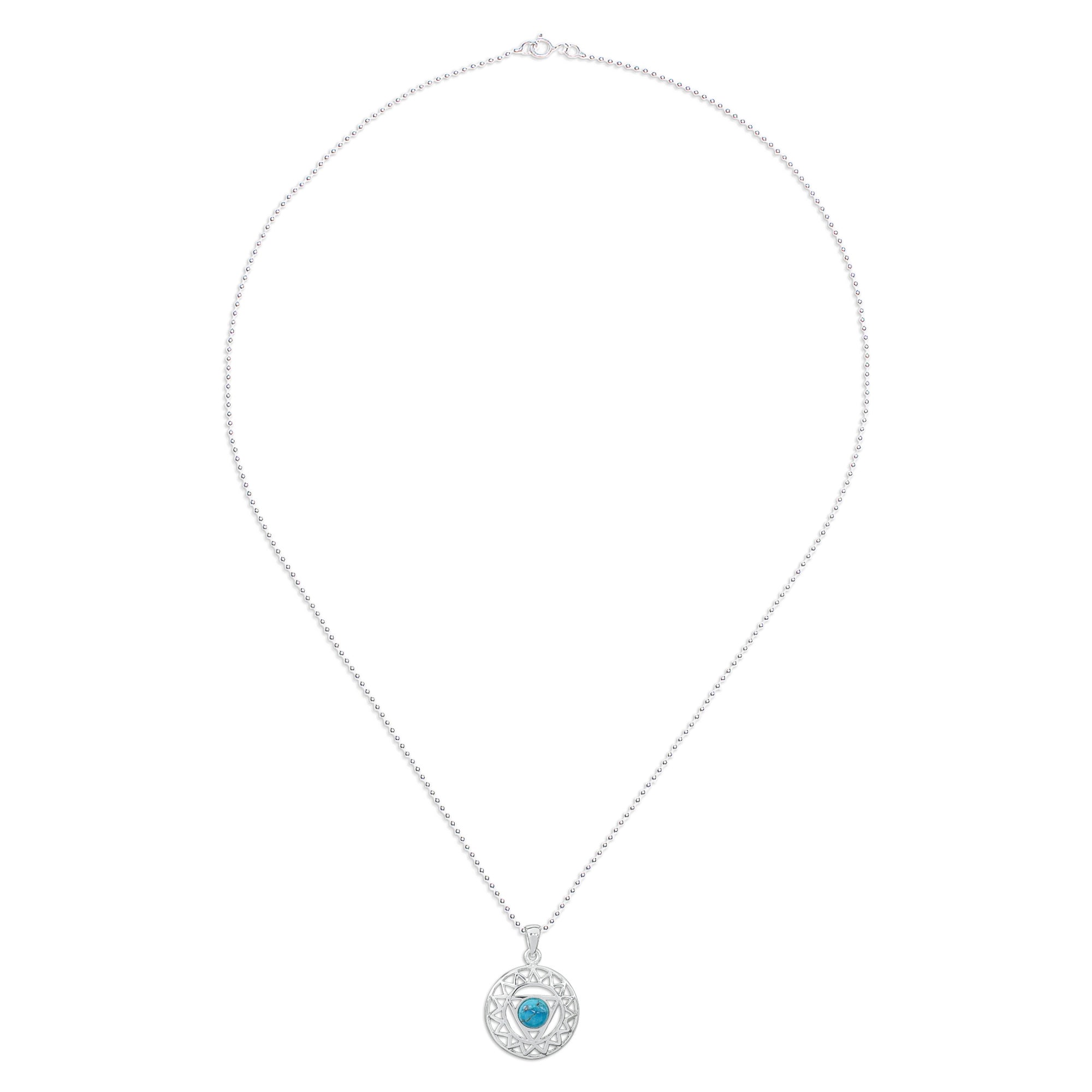 Star and Geometric-Themed Recon Turquoise Pendant Necklace - Triangle of Peace