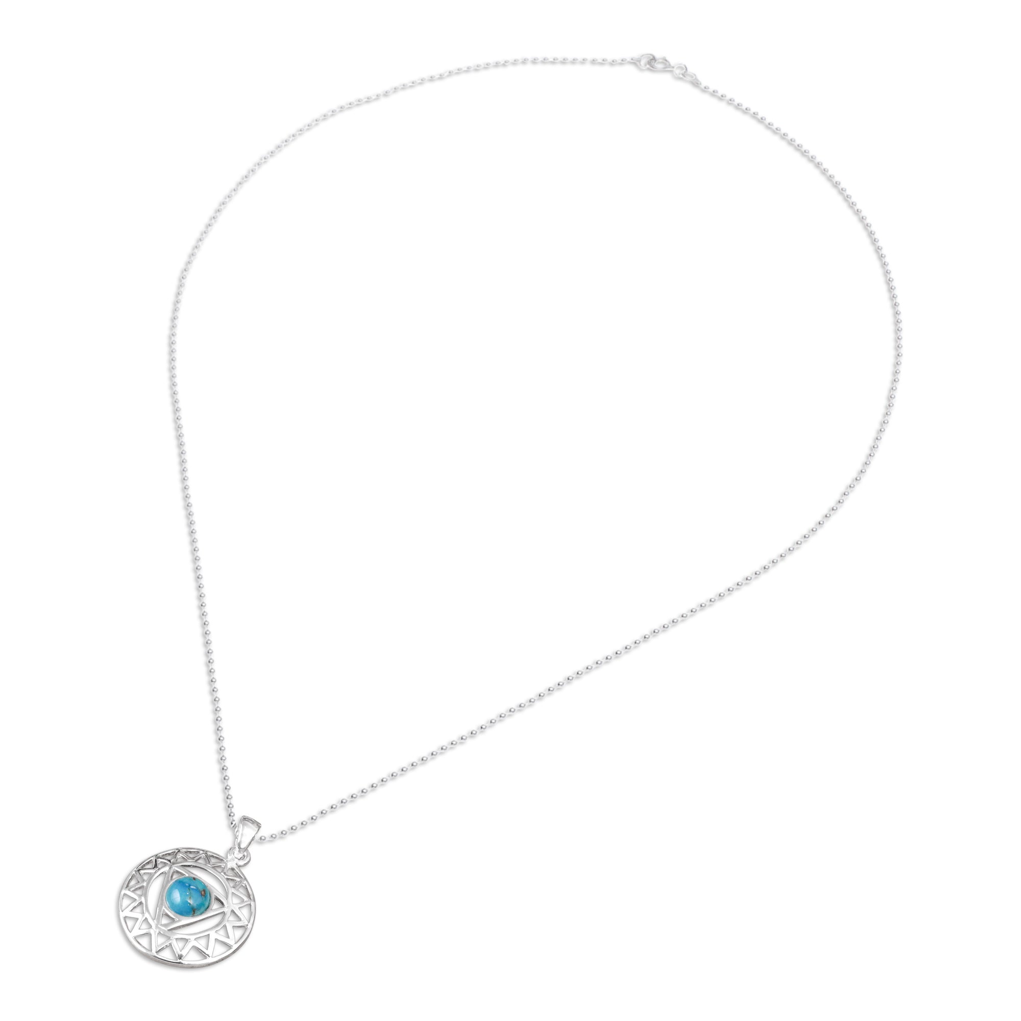 Star and Geometric-Themed Recon Turquoise Pendant Necklace - Triangle of Peace