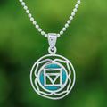 Inspirational Lotus-Themed Recon Turquoise Pendant Necklace - Mind in Peace