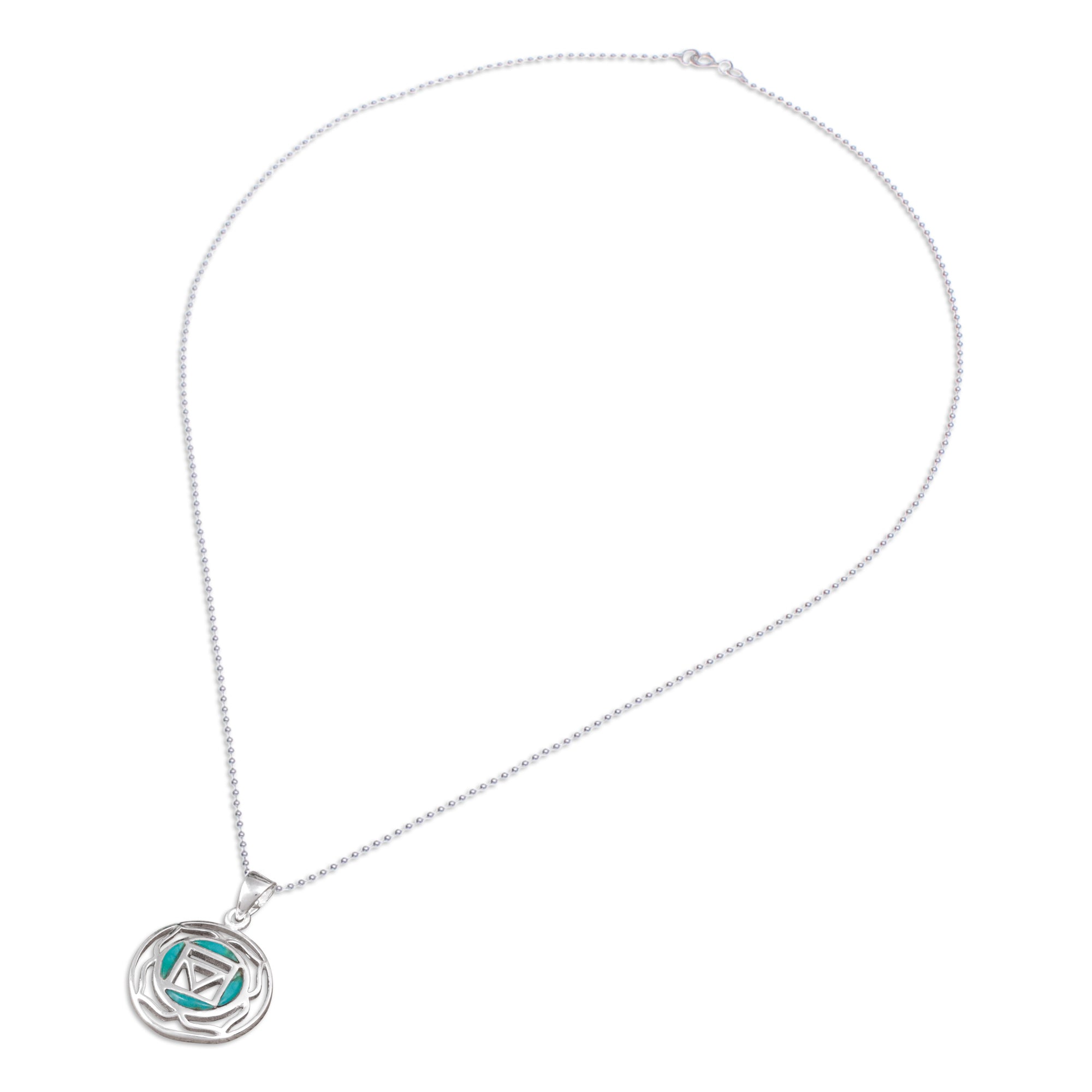 Inspirational Lotus-Themed Recon Turquoise Pendant Necklace - Mind in Peace