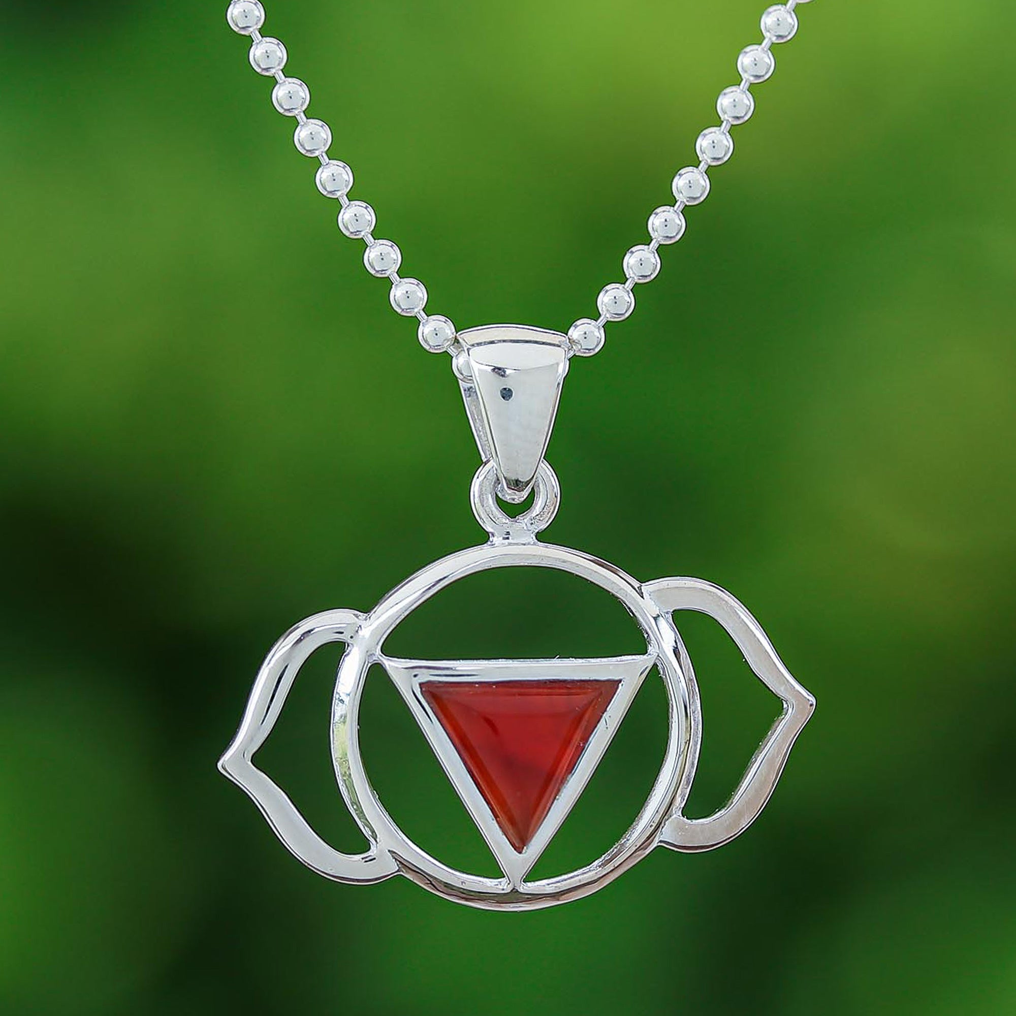 Semi-Abstract Elephant-Themed Carnelian Pendant Necklace - Giant Fire