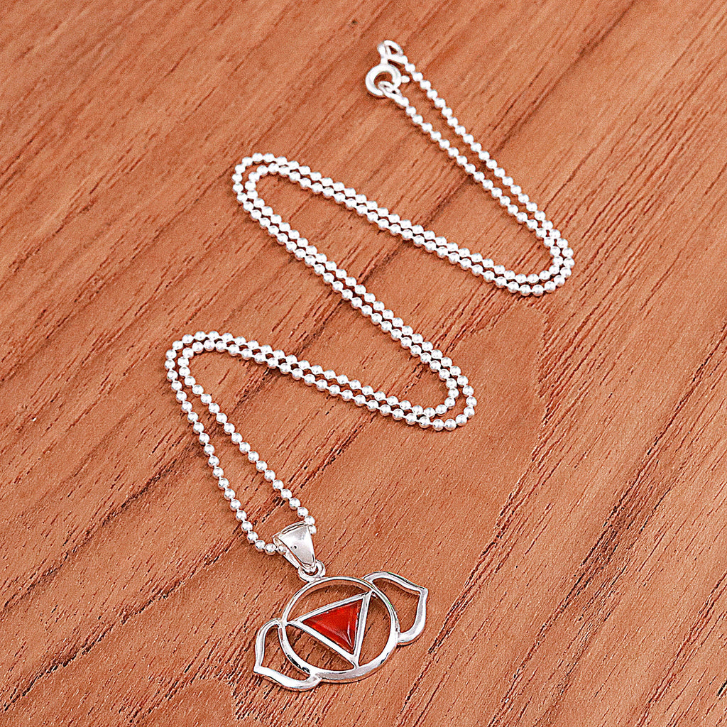Semi-Abstract Elephant-Themed Carnelian Pendant Necklace - Giant Fire