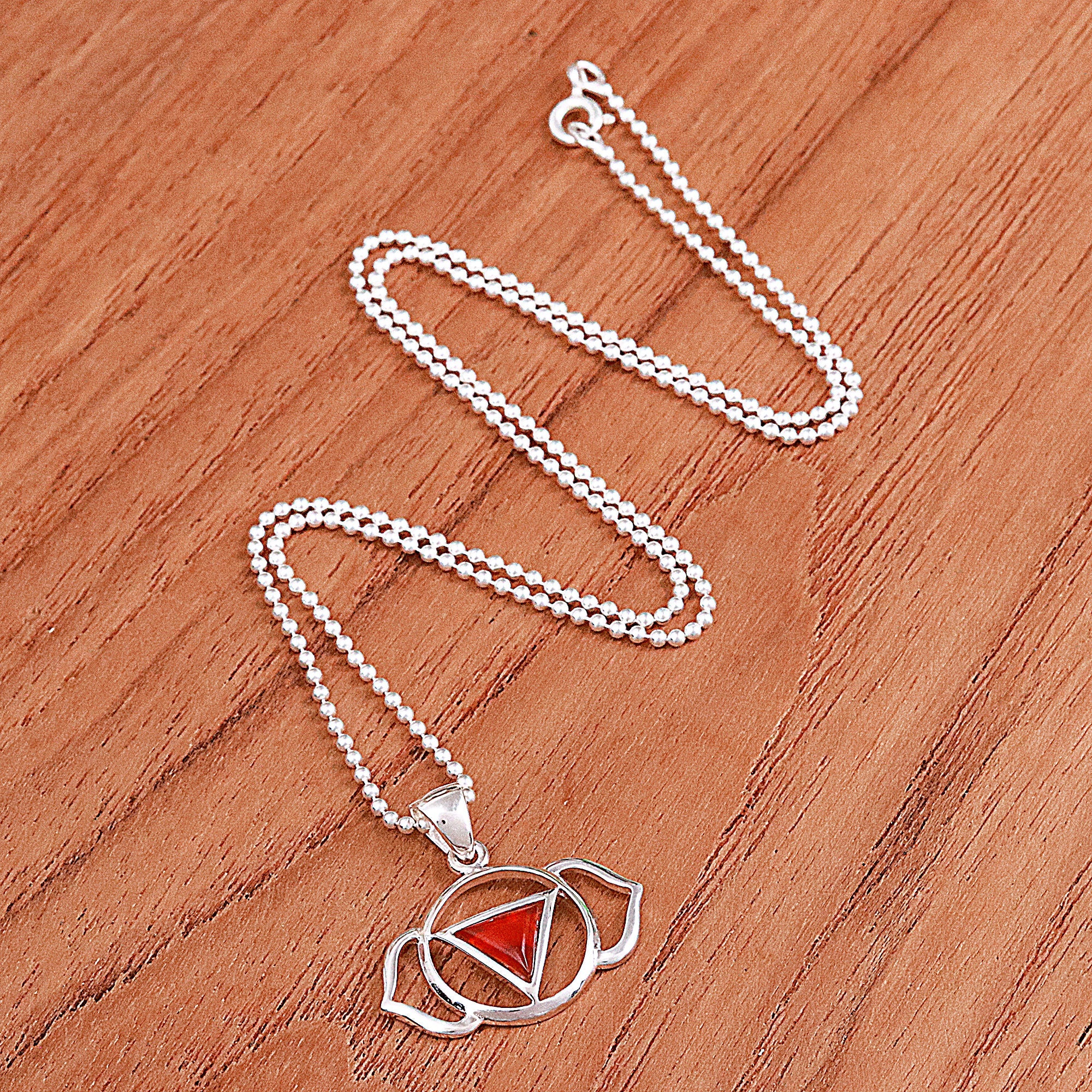 Semi-Abstract Elephant-Themed Carnelian Pendant Necklace - Giant Fire