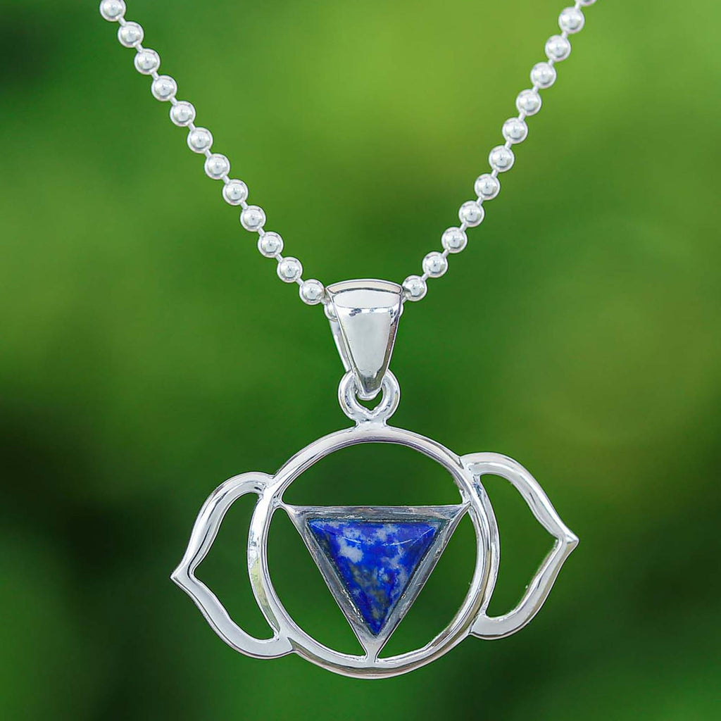 Semi-Abstract Elephant-Themed Lapis Lazuli Pendant Necklace - Giant Intellect