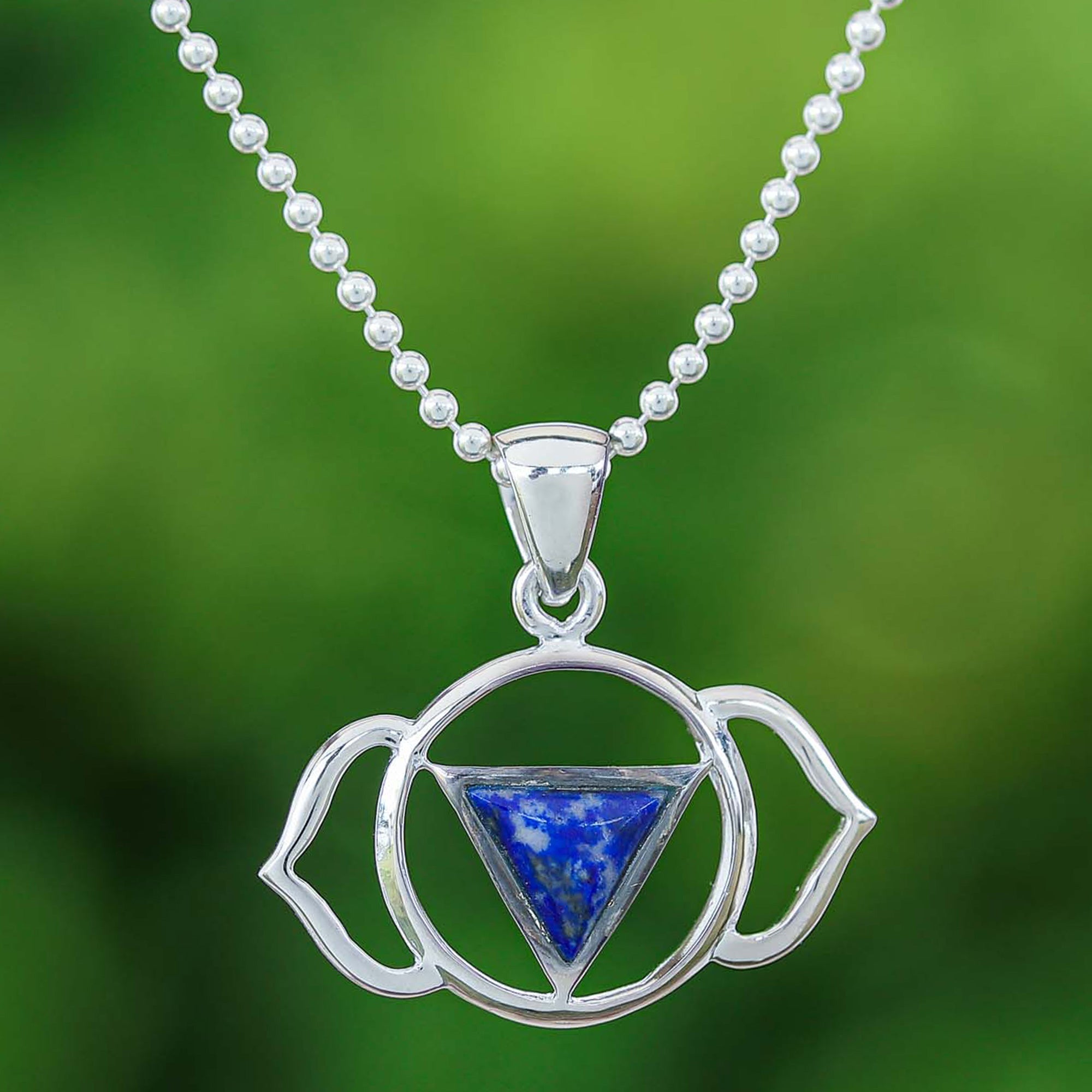 Semi-Abstract Elephant-Themed Lapis Lazuli Pendant Necklace - Giant Intellect