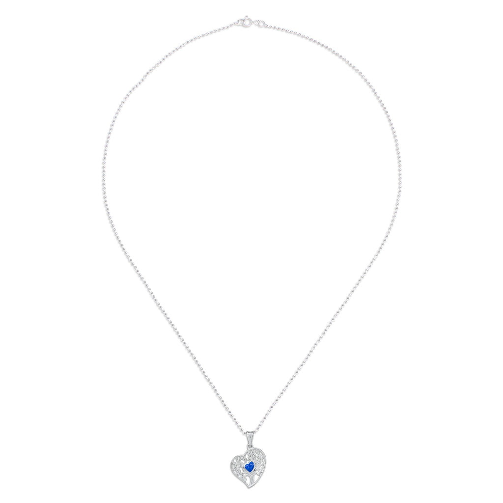 Lapis Lazuli Heart and Tree of Life-Themed Pendant Necklace - Blue Tree of Love