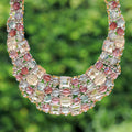 Handmade Glass Beaded Choker Necklace in Warm Hues - Crystallized Evenings