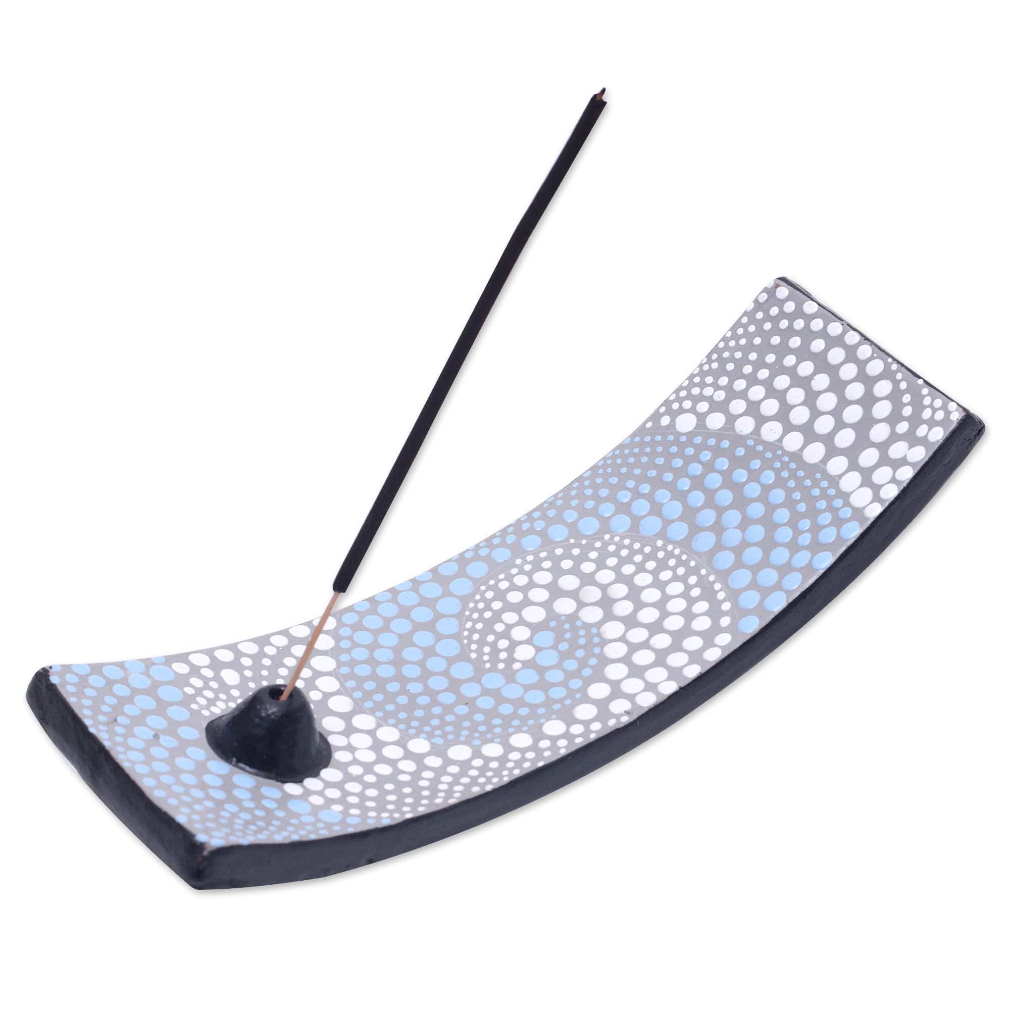 Ceramic Incense Holder Hand-painted in Indonesia - Mesmerizing Blue