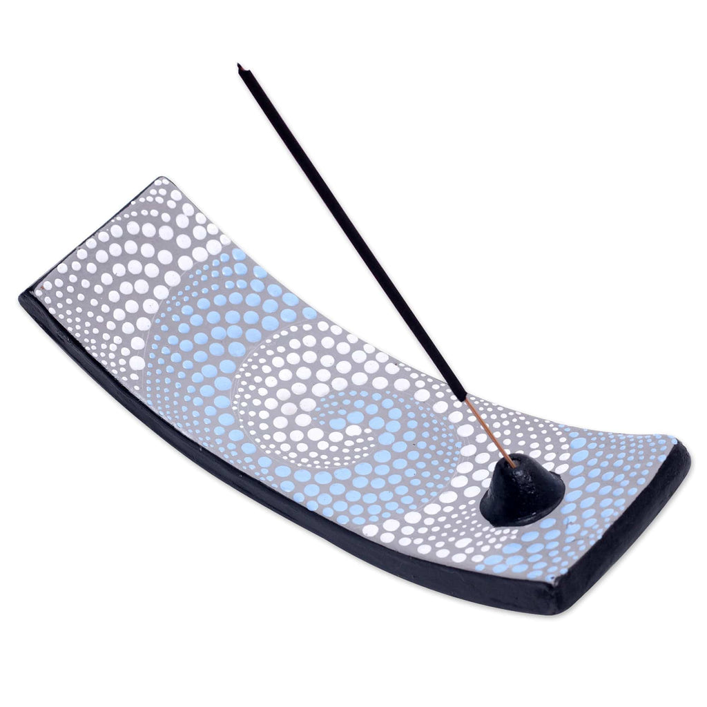 Ceramic Incense Holder Hand-painted in Indonesia - Mesmerizing Blue