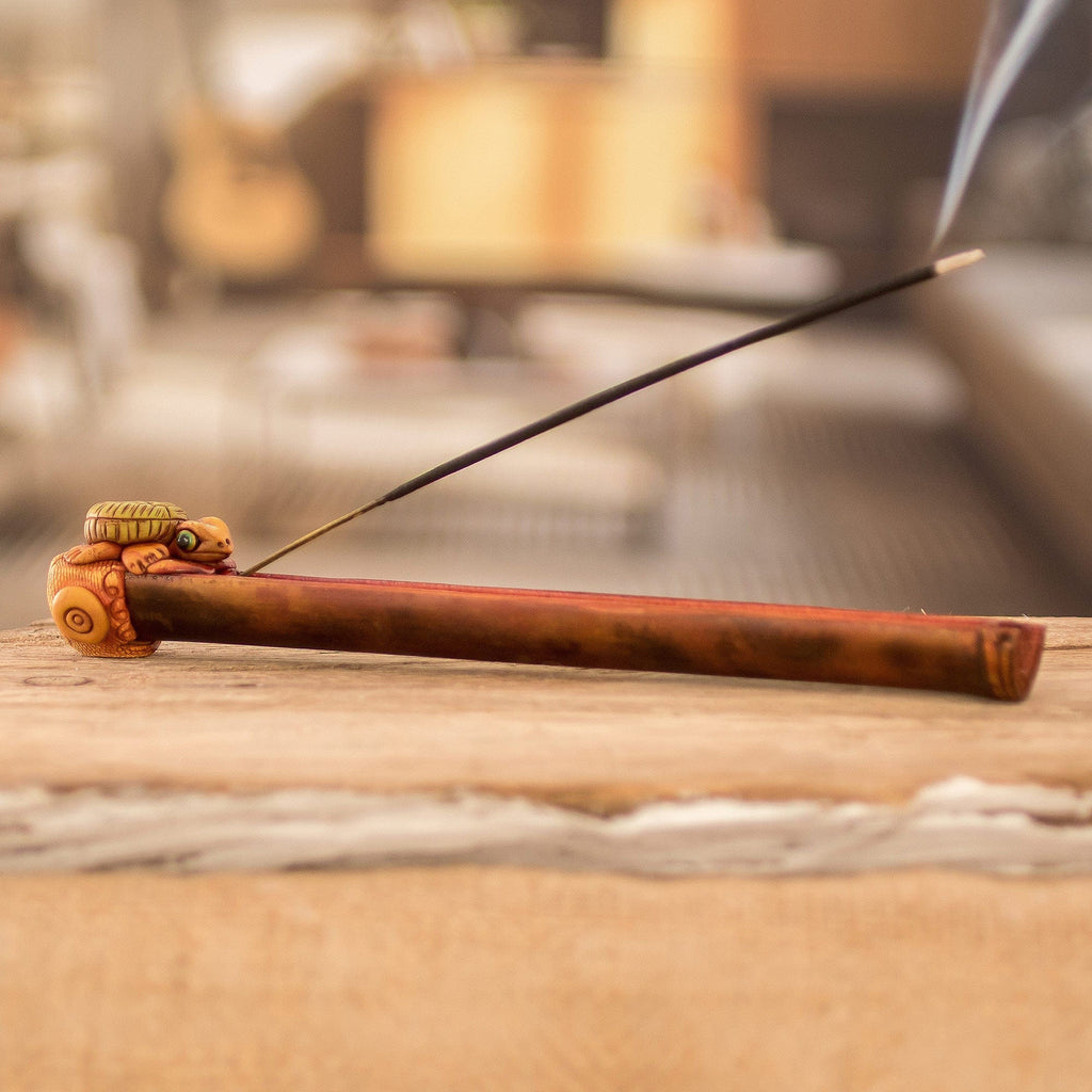 Bamboo & Resin Turtle Incense Holder Handmade in Costa Rica - Costa Rican Turtle