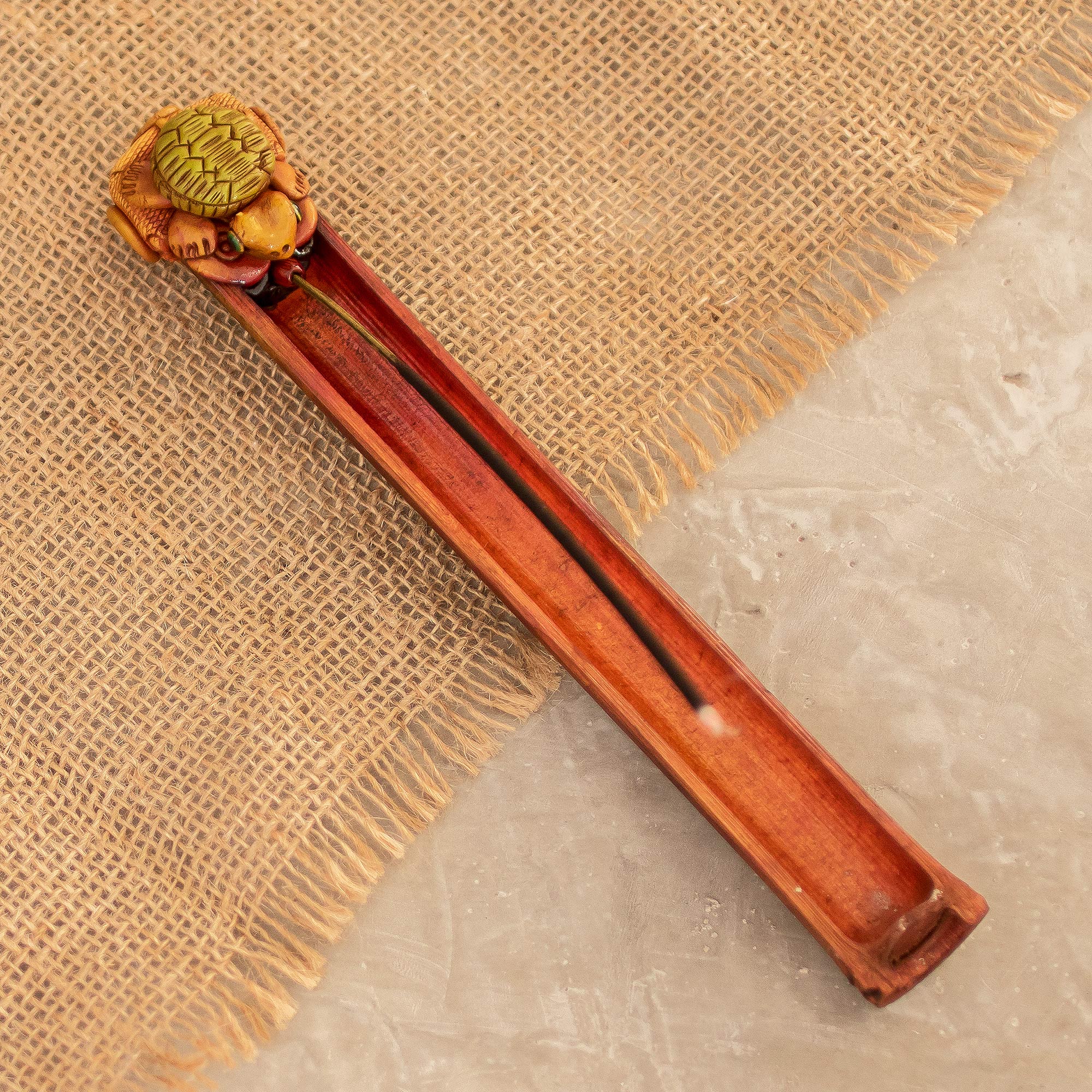Bamboo & Resin Turtle Incense Holder Handmade in Costa Rica - Costa Rican Turtle